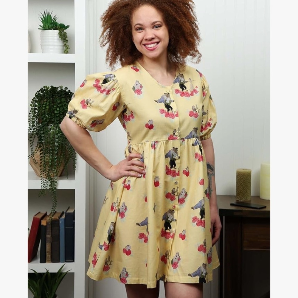 Women's Disney x Cakeworthy Beauty and the Beast Puffy Sleeve Dress size M NWT - Picture 4 of 11